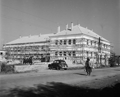 1955, Kotnyek Antal, utcakép, automobil, állvány, rendszám, Fortepan #96479