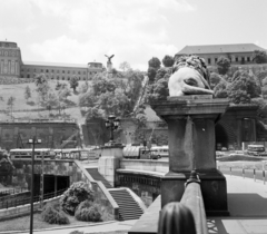 Magyarország, Budapest I., Clark Ádám tér és a budai Vár a Széchenyi Lánchíd budai hídfőjétől nézve., 1970, UVATERV, alagút, Budapest, Fortepan #96699