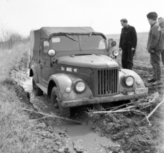 Magyarország, 1966, UVATERV, GAZ-márka, dzsip, sár, rendszám, GAZ 69, elakadás, Fortepan #97185