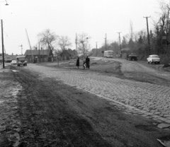 Magyarország, Miskolc, tapolcai elágazás., 1967, UVATERV, utcakép, Moszkvics-márka, buszmegálló, sorompó, Ikarus 620/630, Robur Garant, Fortepan #97257