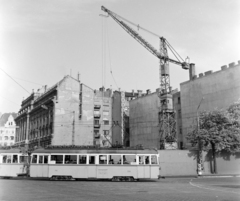 Magyarország, Budapest V., Kossuth Lajos tér 6-8., a metróépítés területe., 1967, UVATERV, villamos, Budapest, FVV-szervezet, viszonylatszám, Fortepan #97330