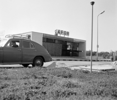 Magyarország, 1968, UVATERV, benzinkút, automobil, Fortepan #97567