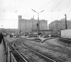 Magyarország, Budapest XII.,Budapest II., Széll Kálmán (Moszkva) tér, szemben a Postapalota., 1970, UVATERV, villamos, Budapest, postahivatal, Sándy Gyula-terv, Fortepan #97795