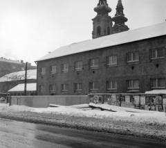 Magyarország, Budapest I., Batthyány tér, a metróépítés területe, háttérben a Szent Anna-templom., 1971, UVATERV, metróépítés, Budapest, Fortepan #98002