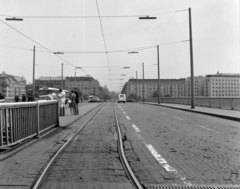 Magyarország, Budapest, Margit híd a szigeti lejárótól a pesti hídfő felé nézve., 1974, UVATERV, Fortepan #98619