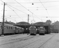 Hungary, Budapest IV., Pozsonyi utca, Angyalföld kocsiszín., 1975, UVATERV, tram, destination sign, Bengali tramway, depot, Budapest, carbarn, public transport line number, Fortepan #98889