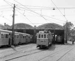 Hungary, Budapest IV., Pozsonyi utca, Angyalföld kocsiszín., 1975, UVATERV, tram, BKV-organisation, destination sign, depot, Budapest, carbarn, public transport line number, Fortepan #98898