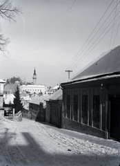 Magyarország, Veszprém, a Tűztorony a Toborzó utcából fényképezve., 1940, Kurutz Márton, hó, torony, Fortepan #9916