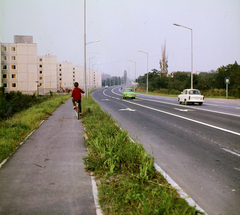 Magyarország, Tata, Május 1. út., 1980, UVATERV, színes, Trabant 601, kerékpár, Fortepan #99205