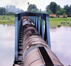 Magyarország, Murakeresztúr, a Mura folyó vasúti hídja., 1978, UVATERV, vasút, színes, híd, Fortepan #99223