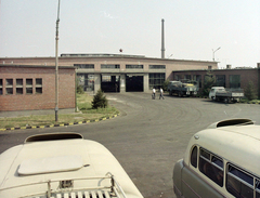 Magyarország, Székesfehérvár, Börgöndi út 14., a Volán telephelye., 1973, UVATERV, színes, Ikarus 55, Ikarus 66, vörös csillag, IFA W50, rendszám, Volán-szervezet, Rocar-márka, Fortepan #99265