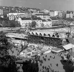 Magyarország, Budapest II., Széll Kálmán (Moszkva) tér, épül a metróállomás csarnoka., 1972, UVATERV, metróépítés, Budapest, Fortepan #99531